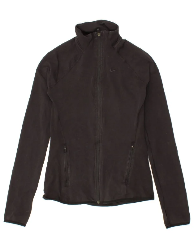 Urban Sense NIKE Womens Tracksuit Top Jacket UK 8 Small Black Cotton
