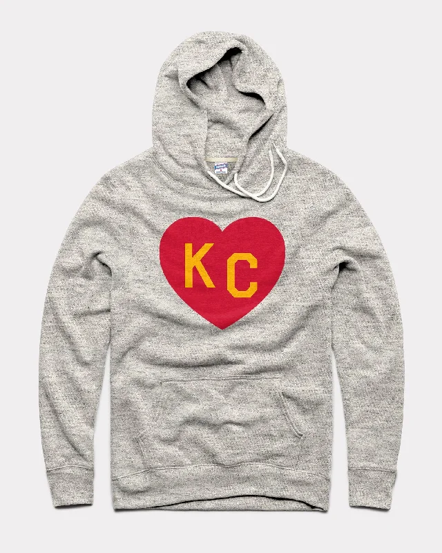 Stretch Design Athletic Grey & Red KC Heart Hoodie