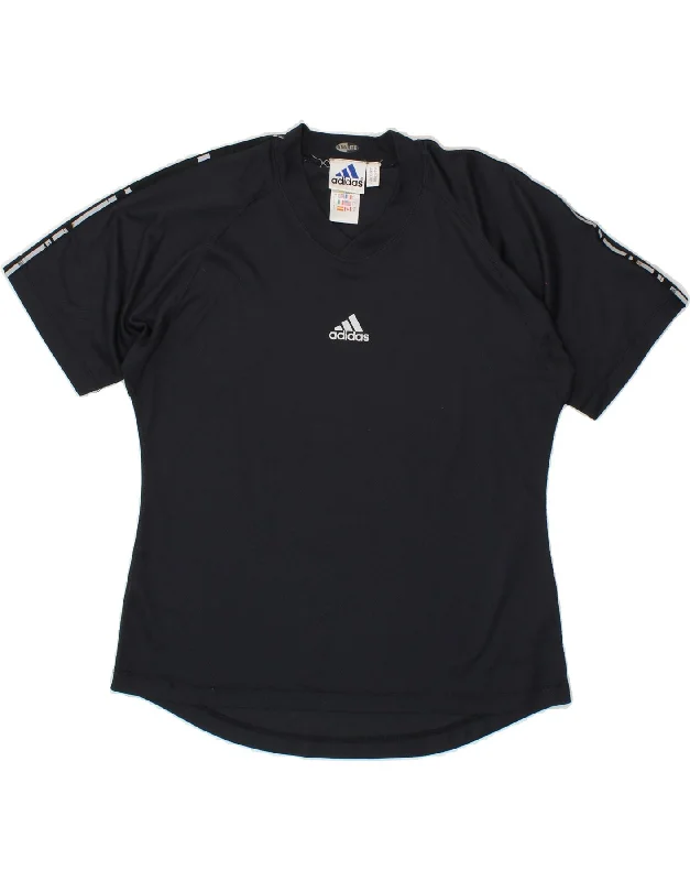 High-end Design ADIDAS Womens Climalite T-Shirt Top UK 14 Large Navy Blue Polyester