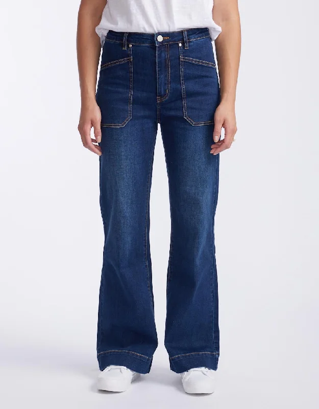 Eye-catching Personality Jayne Wide Leg Jean - Indigo