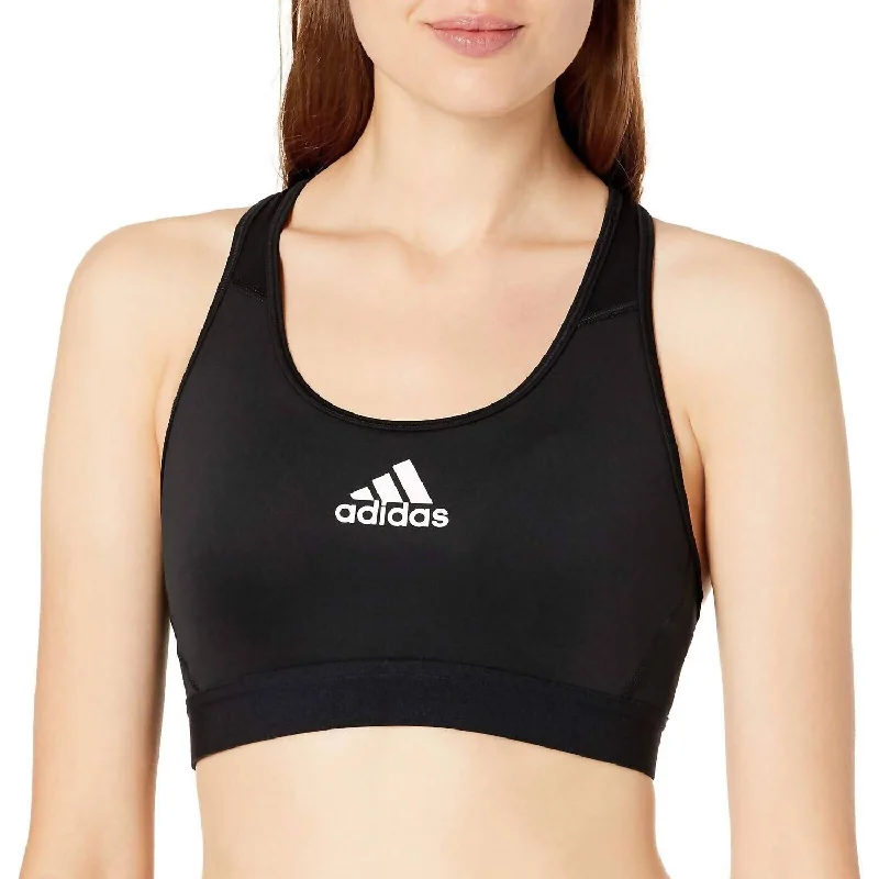 Fresh And Natural Women's Medium Support Racer Back Sports Bra In Black
