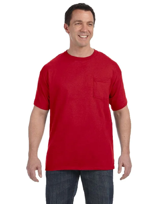 Classic Hanes Authentic-T Pocket T-Shirt | Deep Red