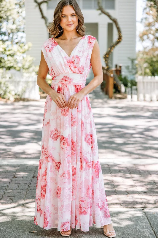 French Style Feeling Speechless Pink Floral Maxi Dress
