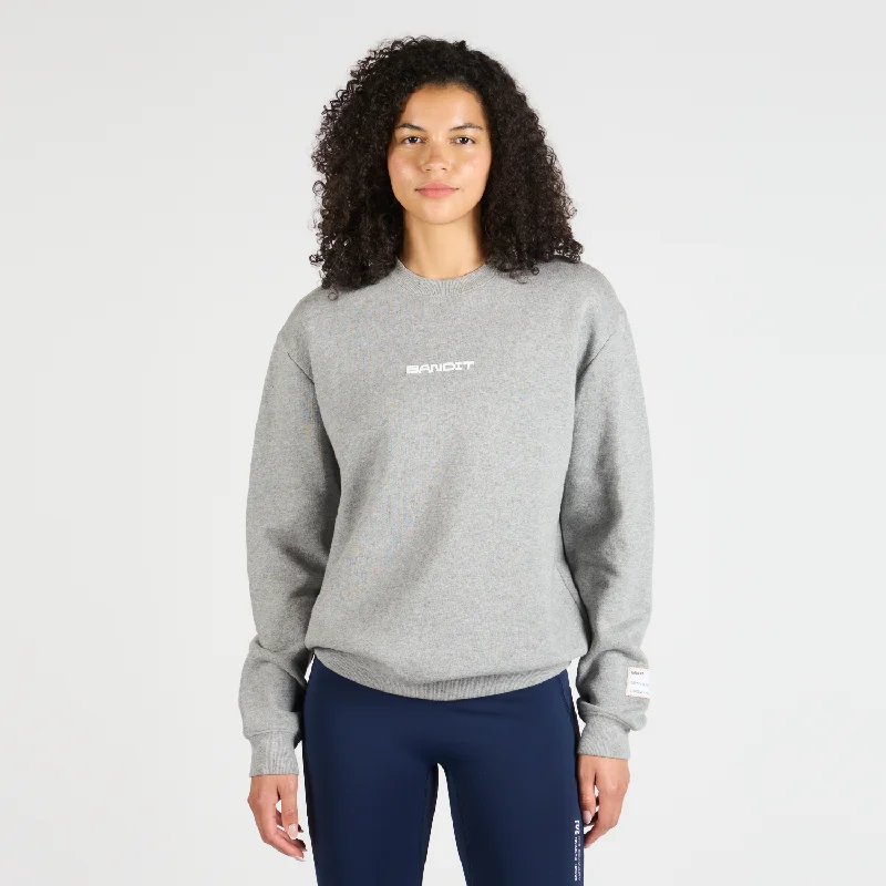 Unique Design Cotton Fleece Evolve Running Crewneck - Heather Grey