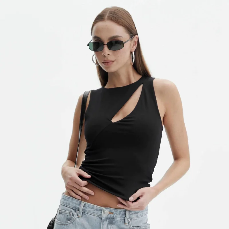 Comfortable And Versatile Summer Chic Sleeveless Cut Out Knit Top for Women