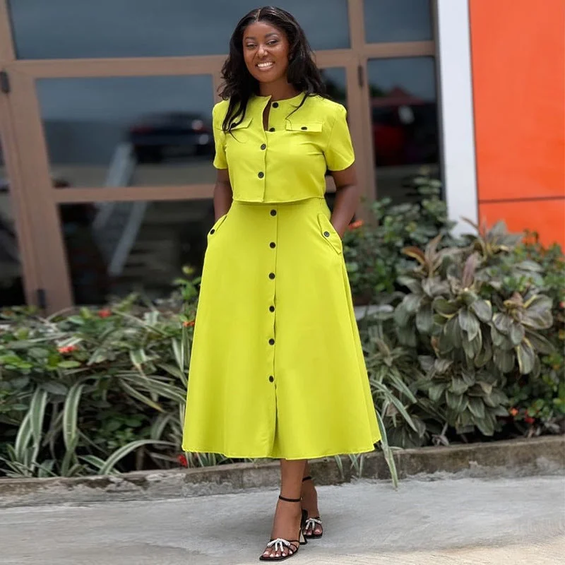 Classic Style Summer Short Sleeves Tops & Skirts Suits