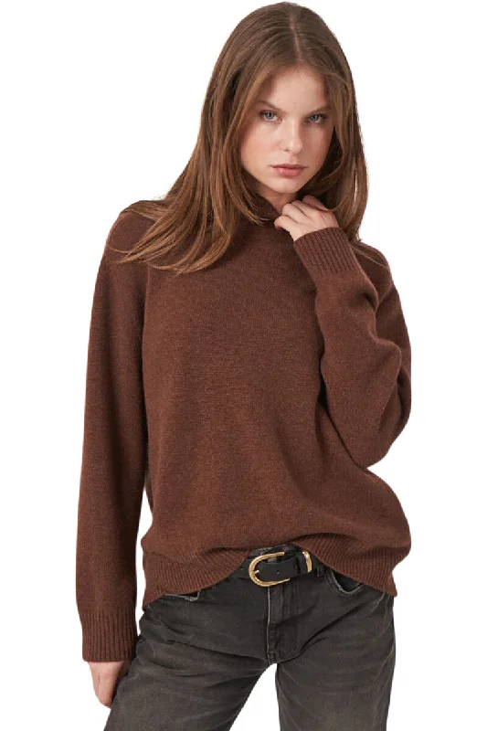 New Autumn And Winter Styles Repeat Cashmere Loose Fit High Neck Sweater in Brown