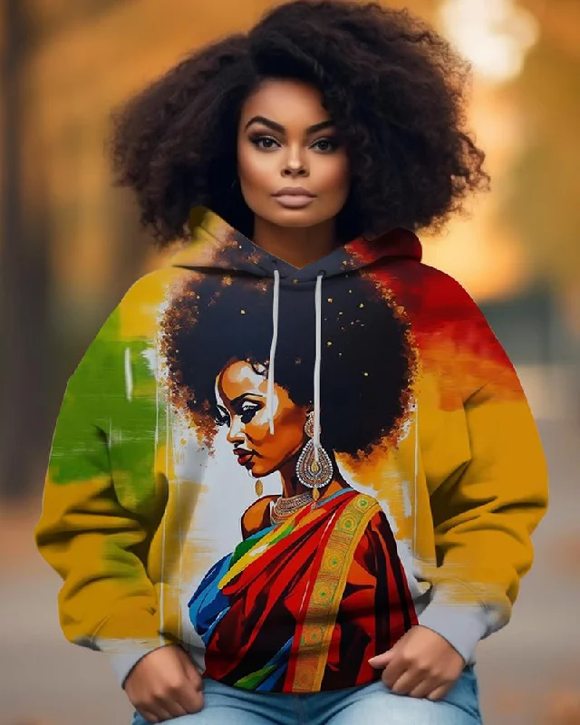 Double-sided Wear Colorful Black Girl Printed Hoodie