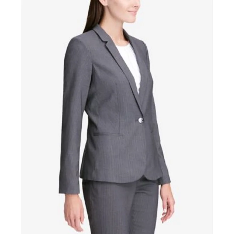 High-end Fabrics Calvin Klein Women's One-Button Blazer Gray Size 12