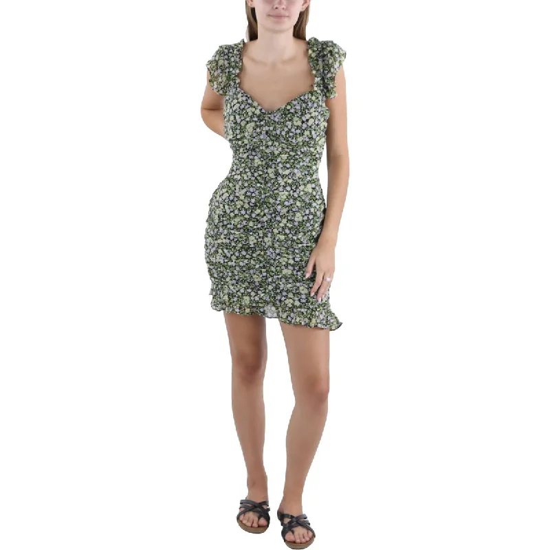 ASTR the Label Womens Floral Print Short Mini Dress