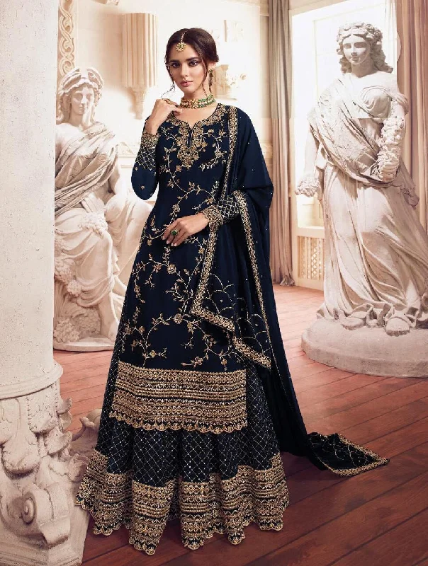 Navy Blue LT 4902 Heavy Georgette Sharara Suit