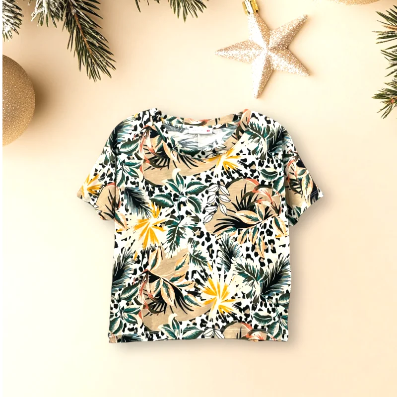Fresh And Natural Patch Women Cotton Short Sleeve Printed T-Shirt