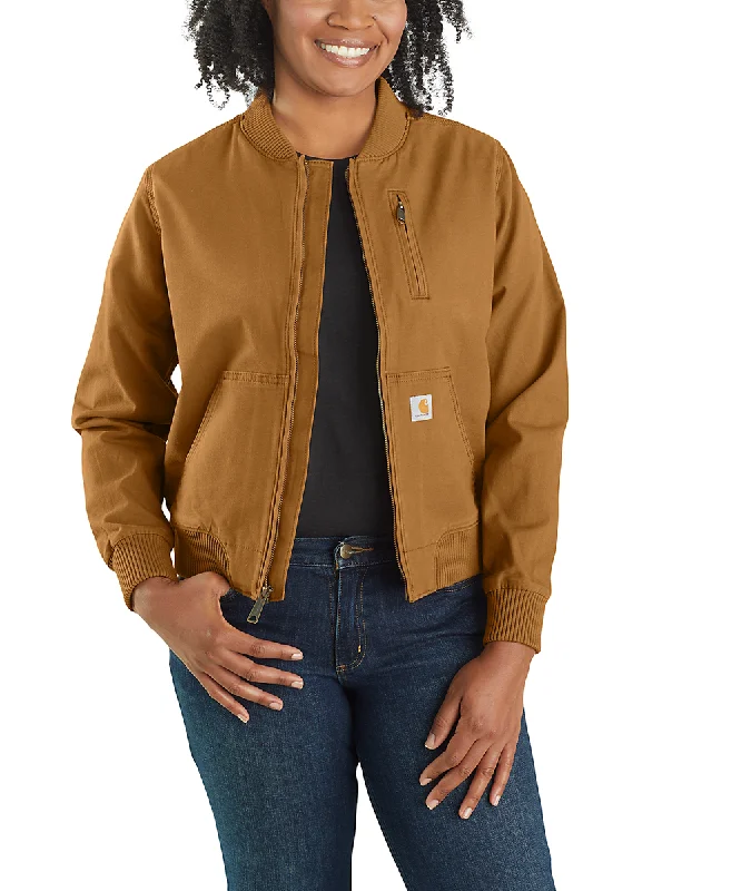 Diamond Series Carhartt Women's Canvas Bomber Jacket - Carhartt Brown