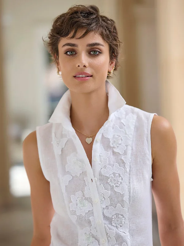 Short Design Sheri Fleur Sleeveless Linen Shirt