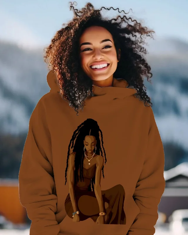 Stunning Fashion Women's Black Historical Dreadlock Earrings Retro Long Sleeve Hoodie