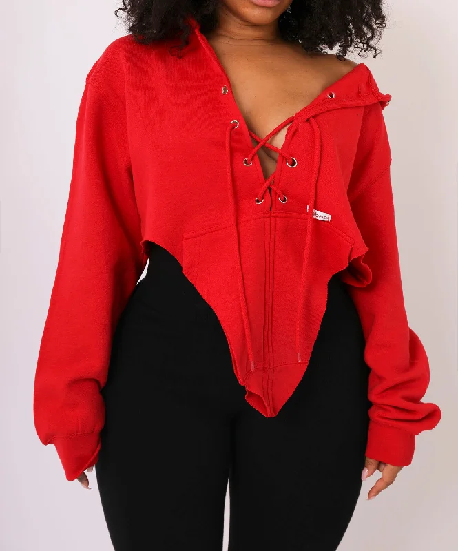 Short Design Corset LA Winter Hoodie (red)