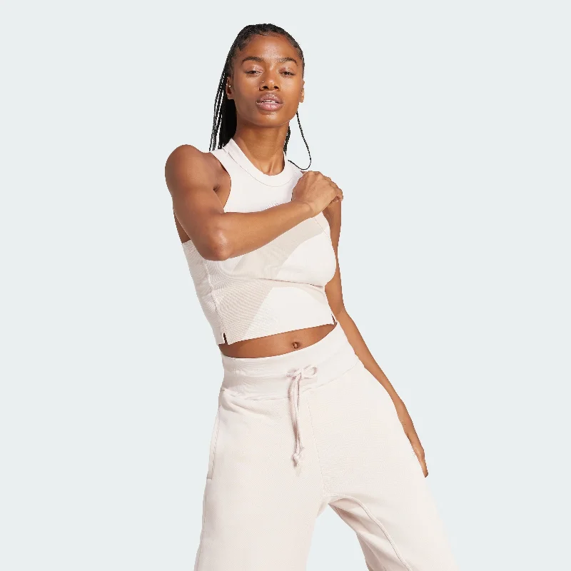 Noble Temperament Women's adidas Lounge Ribbed Crop Tank Top