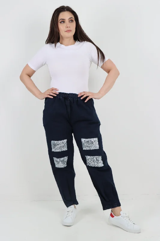 Diamond Series Denim Look Sequin Detail Trouser