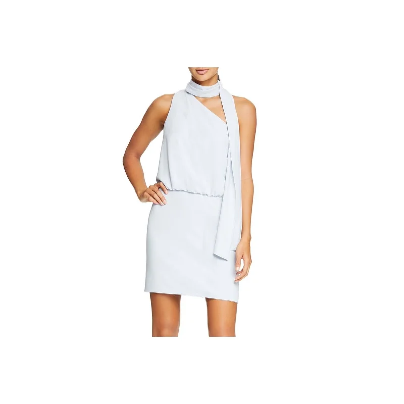 Stretch Design Halston Womens Scarf Neck Detail Mini Dress