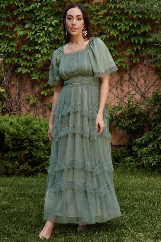 Sports Cool Magdalena Tulle Maxi Dress | Eucalyptus