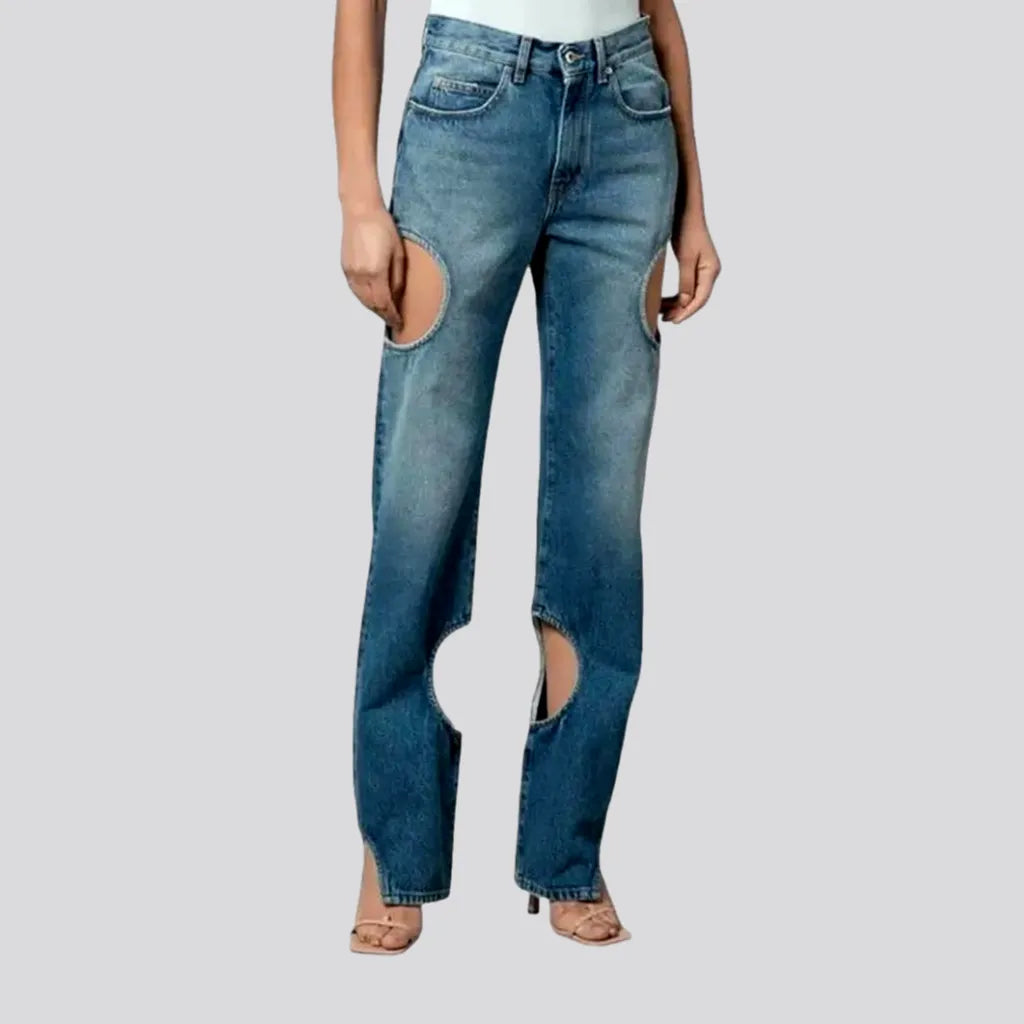 Elegant And Casual High-waist boho straight-cut jeans for ladies