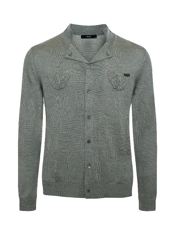 Loose Fit Grey V-Neck Sweater (5107)
