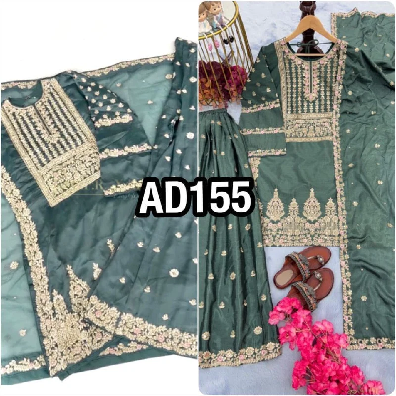 AD 155 Chinnon Silk Designer Georgette Sequence Readymade Plazzo Suit