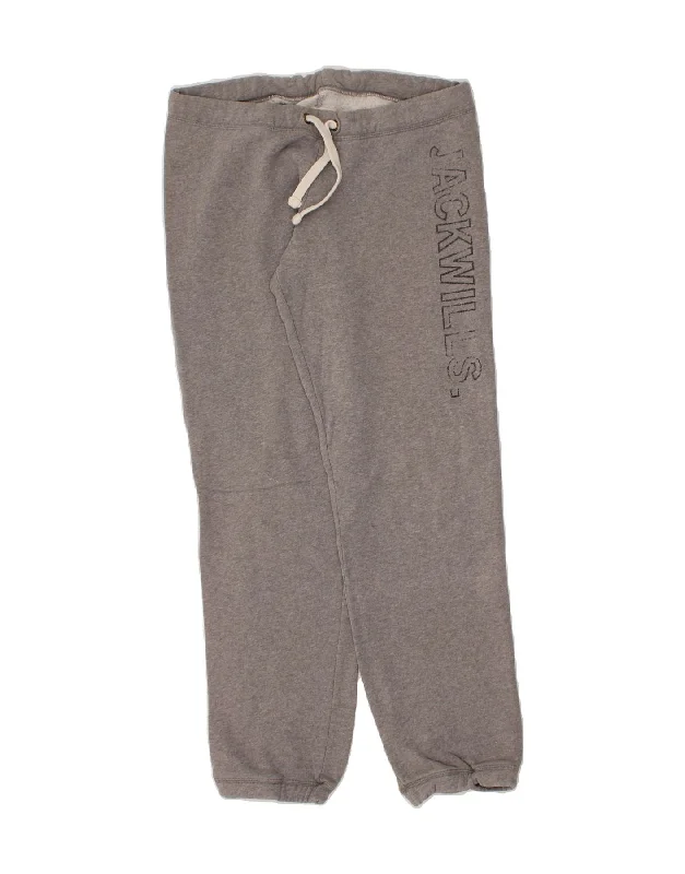 Short Design JACK WILLS Womens Graphic Tracksuit Trousers Joggers UK 10 Small Grey