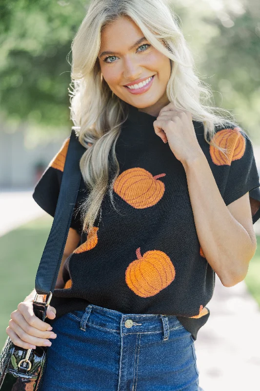 Body Design Look The Part Black Pumpkin Sweater