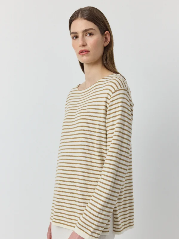 Breton Long Sleeve Tee - White/Camel