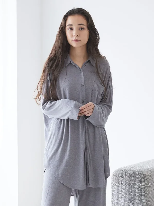 Peach Skin Long Sleeve Pajama Shirt