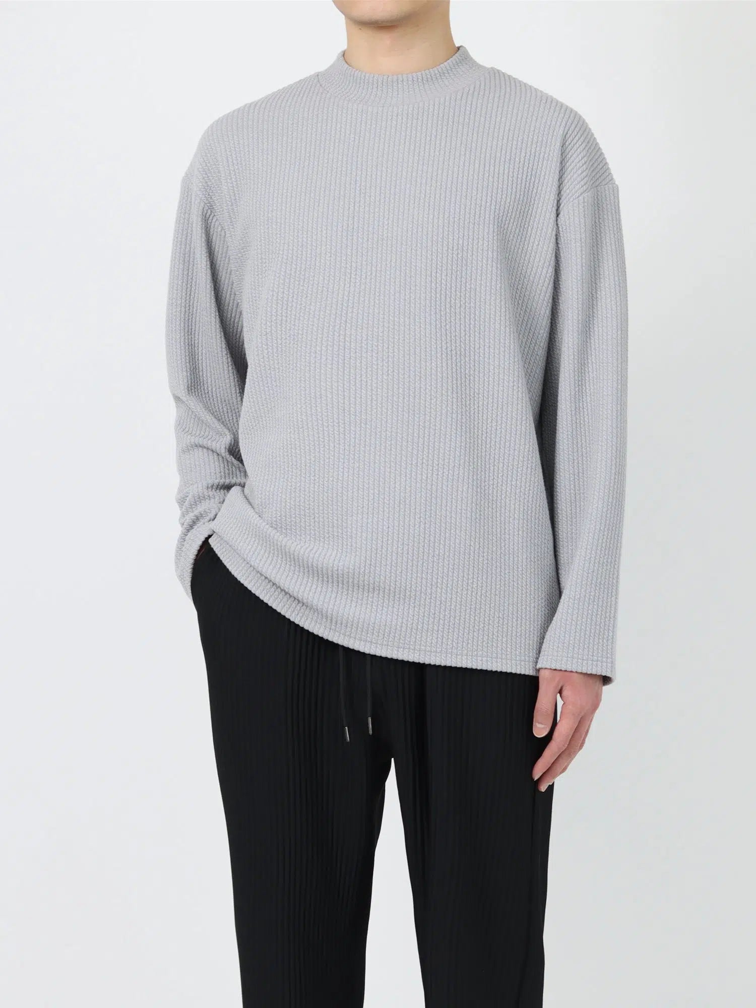 Girl Style Textured Mid-neck Long-sleeve Pullover