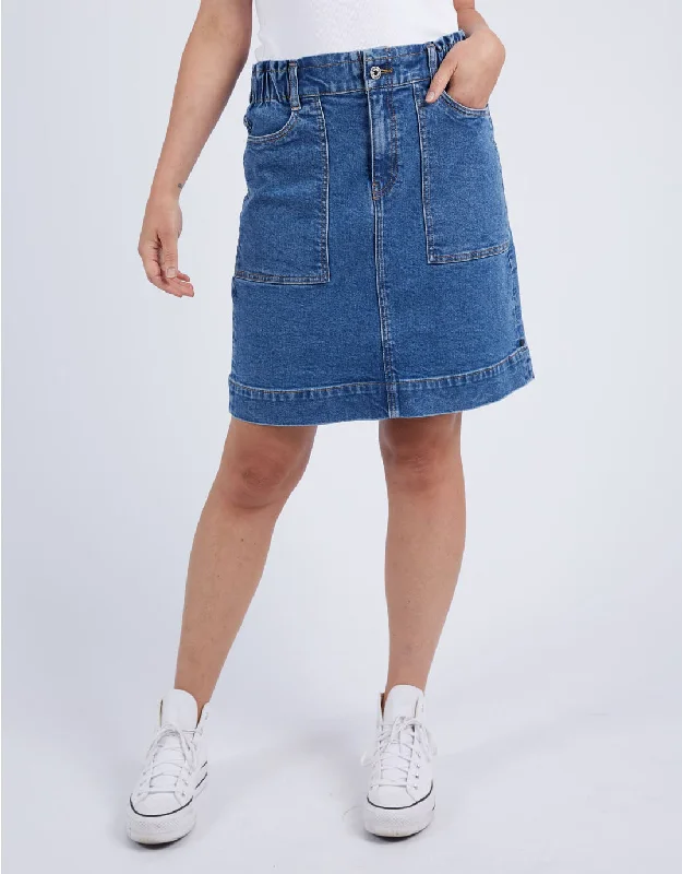 End Of The Year Atlas Denim Skirt - Dark Blue Wash
