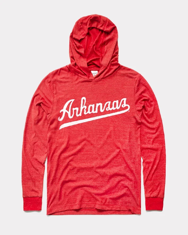 Eye-catching Personality Arkansas White Script Vintage Red Lightweight Hoodie Sweatshirt
