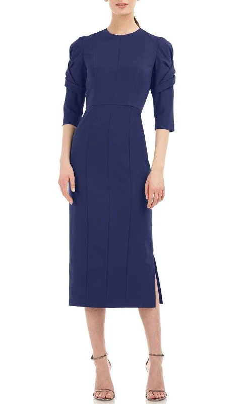 Elegant And Simple Kay Unger 5518804 - Quarter Sleeve Tea-Length Crepe Dress