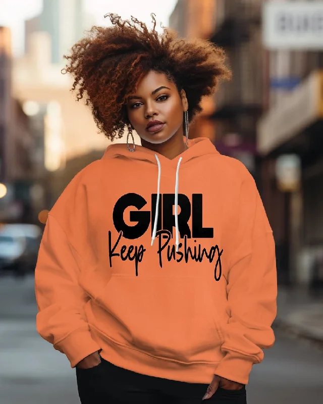 Lazy Style Girl Keep Pushing Long-sleeved Hoodie