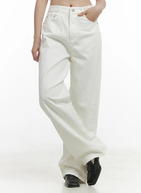 French Retro Classic Cotton Wide Leg Pants OO416