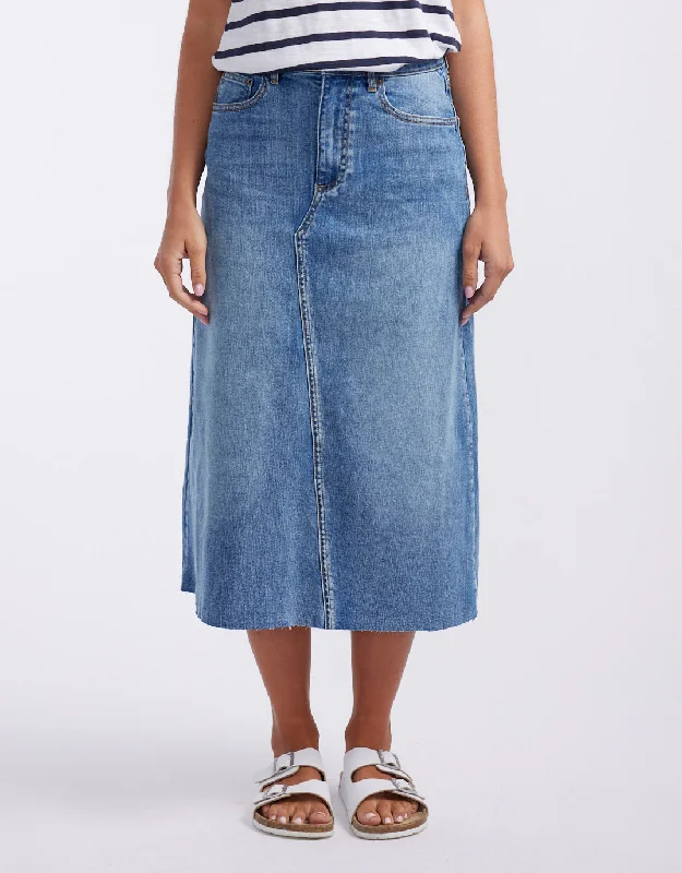 Luxury And Elegant Saskia Denim Skirt - Mid Wash