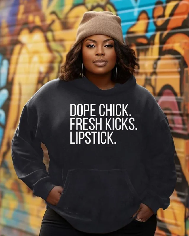 Carefree Style Dope Chick Fresh Kicks Lipstick Long Sleeve Hoodie