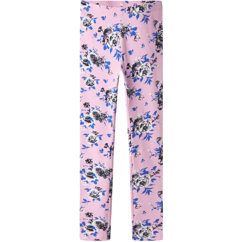 Stretch Design Name It Pastel Lavender Big Flowers Vivian AOP Leggings