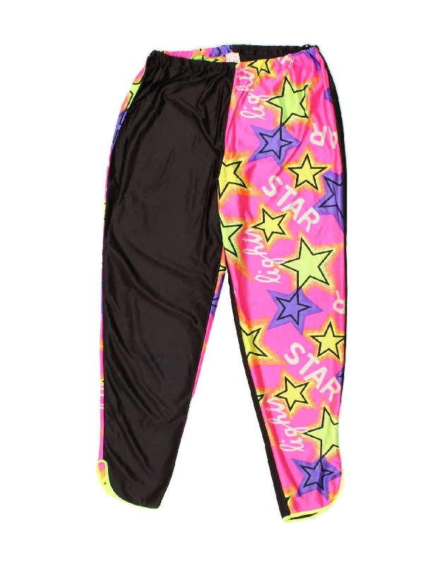 Playful Style VINTAGE Womens Graphic Tracksuit Trousers EU 44 XL  Black Colourblock