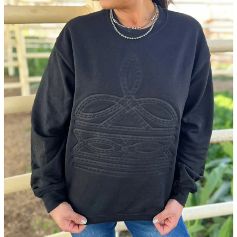 New Products Gone Country Black Boot Stitched Pullover