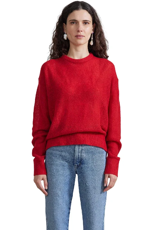 Unique Design Apiece Apart Softest Tissue Weight Sweater in Red