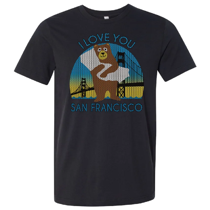 French Retro I Love You SF Knit Style Bear Asst Colors Mens Lightweight Fitted T-Shirt/tee