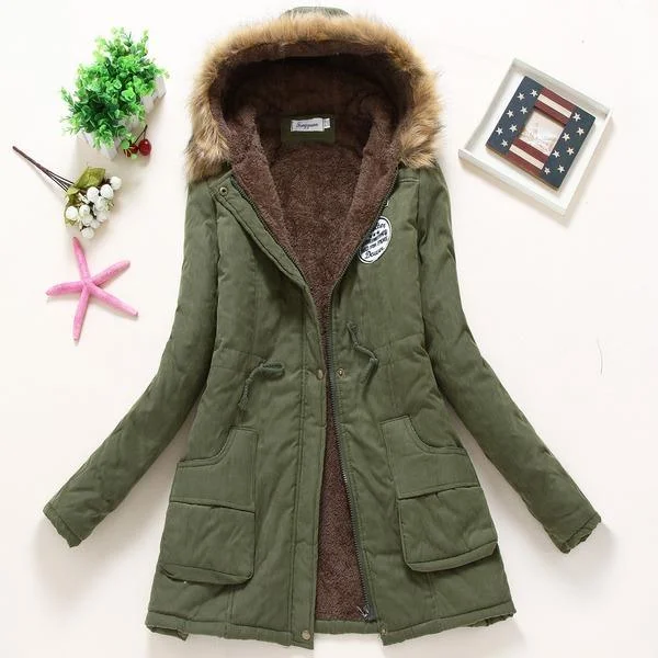 New Autumn And Winter Styles Winter women coat  Casual Outwear Military Hooded fur Coat Down Jackets