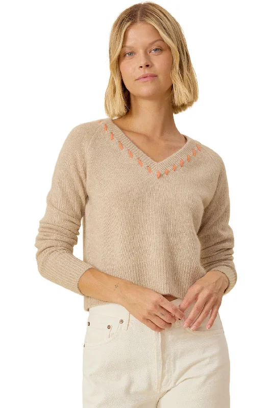 Advanced Customization One Grey Day Blakely V-neck in Oatmeal Combo