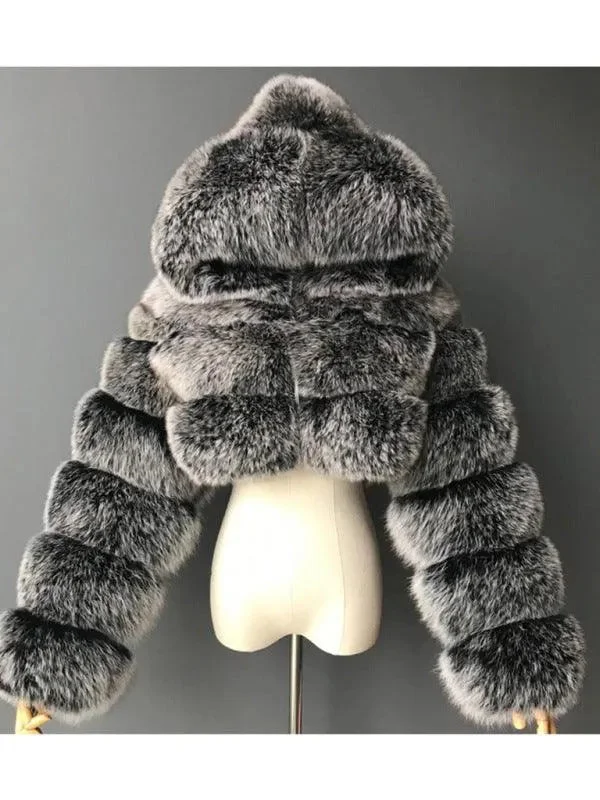 Playful Style Slim Fit Hooded Women Coat