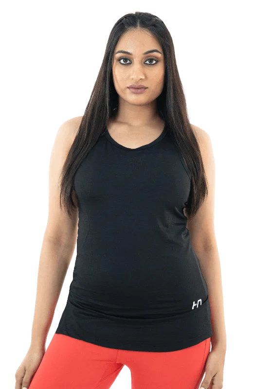 Playful Style Black Solid Tank Top