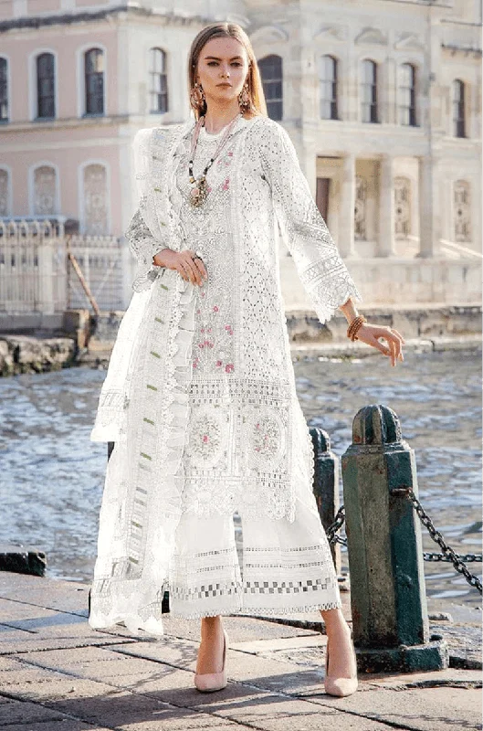 White Maria Chikankari Embroidered Pakistani Straight Cut Cotton Suit