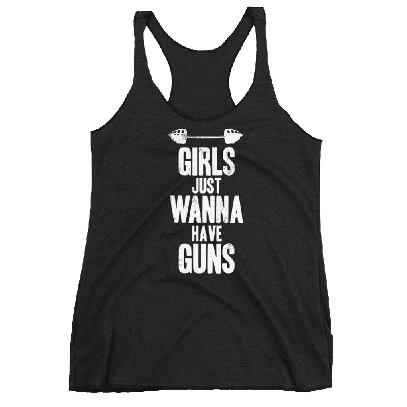 Classic Series "Girls Just Wanna Have Guns" Women's Racerback Tank, White Or Pink Image